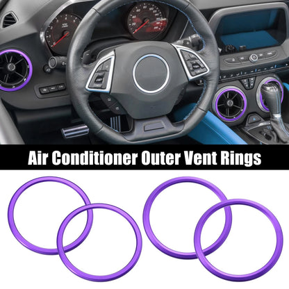 4 Pcs AC Outer Vent Rings Trim Covers for Chevrolet Camaro (2016-2020) Purple