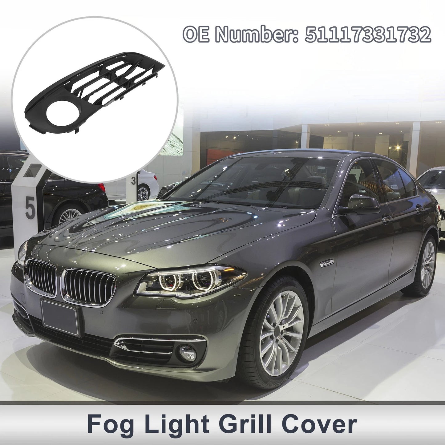 1 x Front Right Fog Light Grill for BMW 528i Black (2014 - 2016)