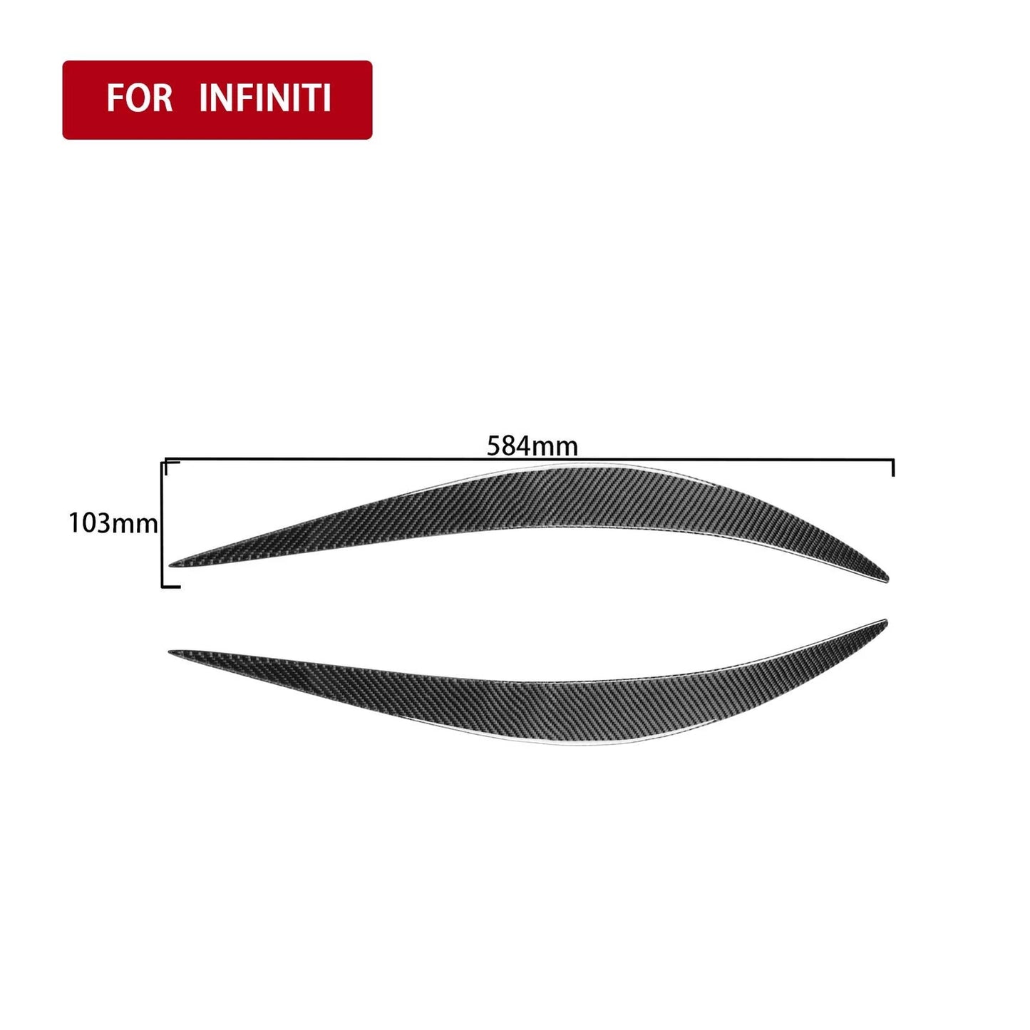 Carbon Fiber Headlight Eyelid Eyebrow Cover Trim for Infiniti Q50 2014-2018