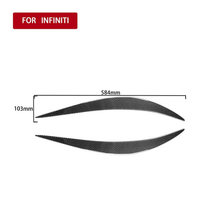 Carbon Fiber Headlight Eyelid Eyebrow Cover Trim for Infiniti Q50 2014-2018