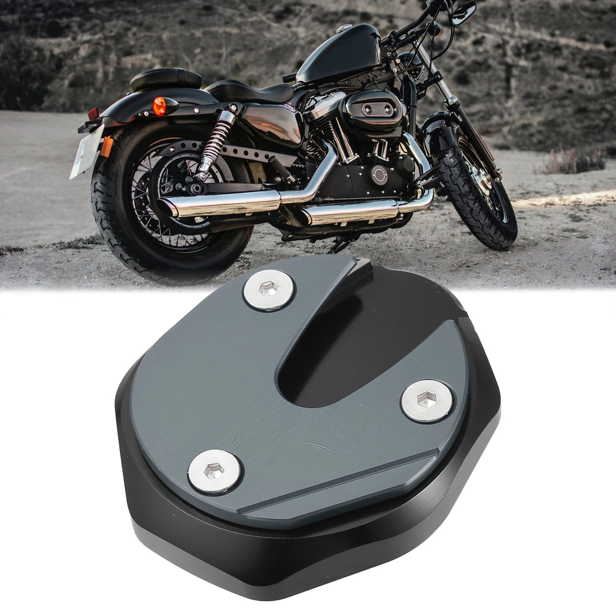 1 Set Motorcycle Kickstand Stand Pad Black Titanium Tone for Honda DAX ST125