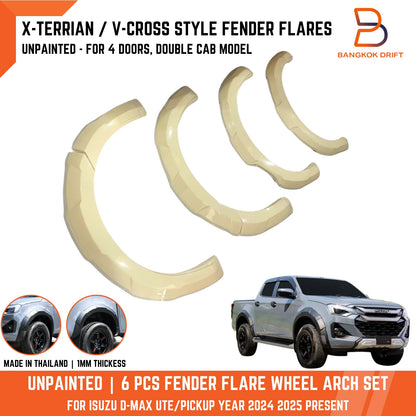 Unpainted X-Terrian Style Fender Flares for Isuzu D-Max Crew Cab Ute (2024-2025)