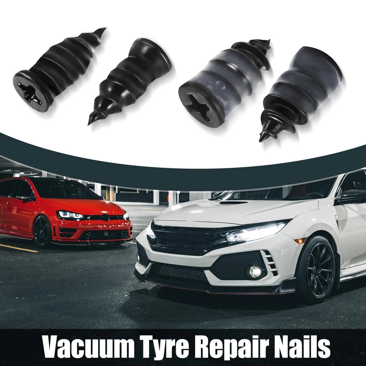 60 Pcs Tire Repair Rubber Nail Fast Tool for Car Motorcycle Storage Box