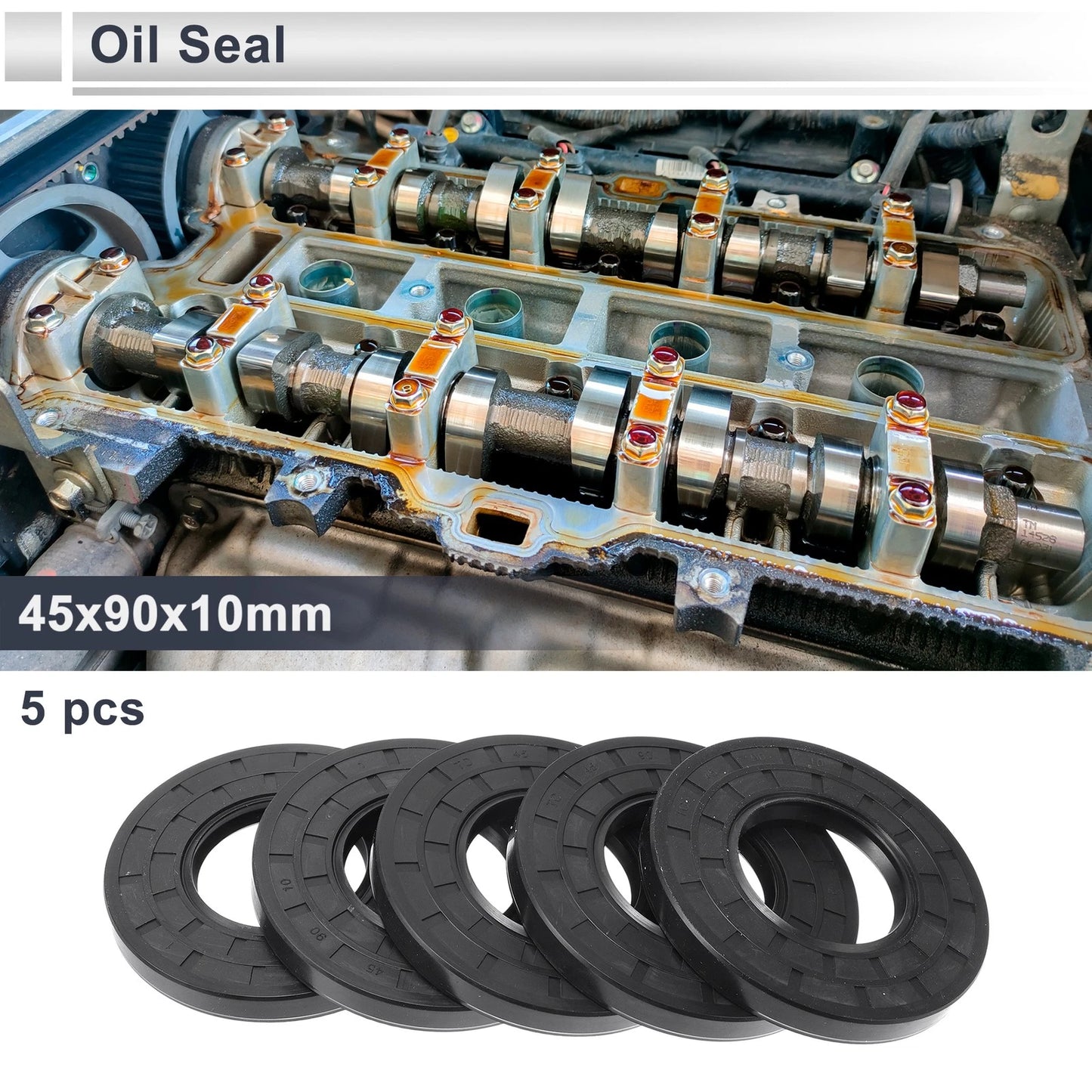 Oil Seal Nitrile Rubber 45x90x10mm Black 5 Pcs for Make Model