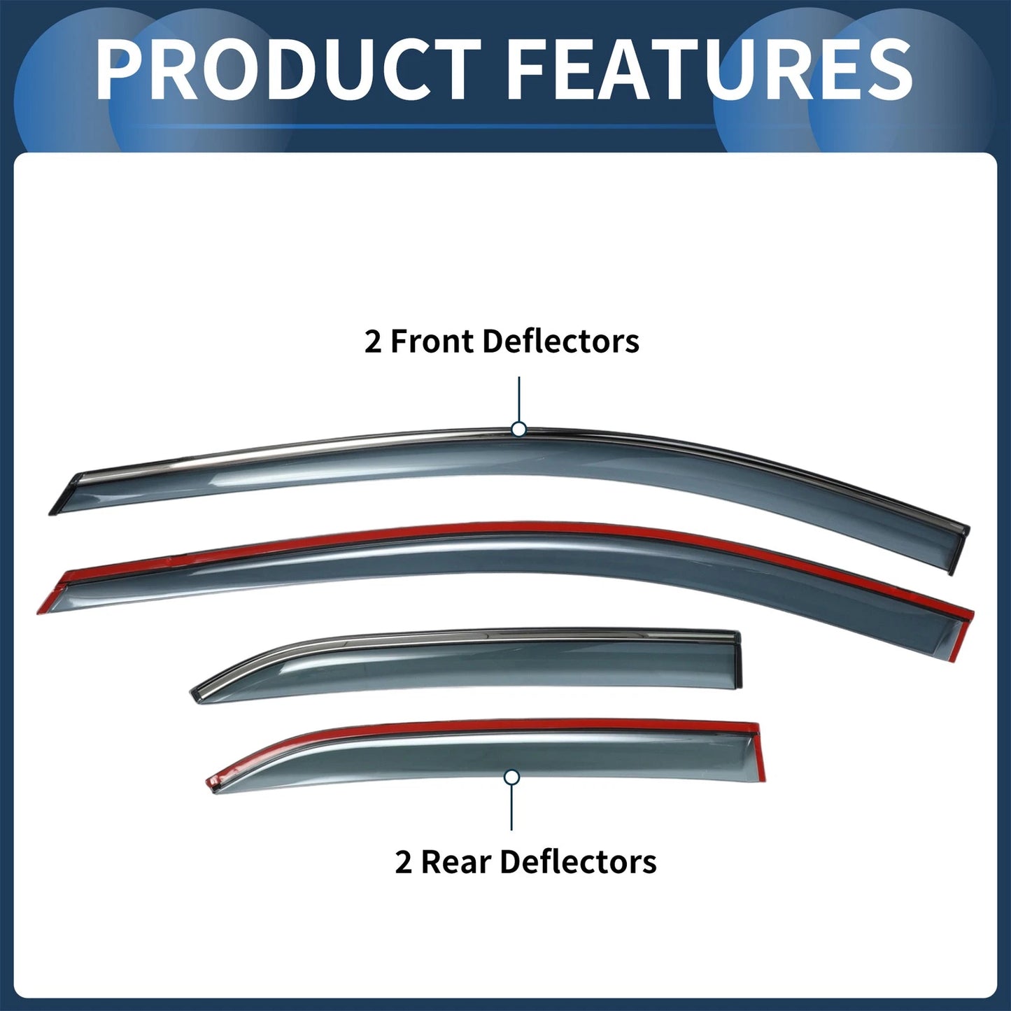 Window Deflectors for Toyota Corolla 2020-2024 Side Vent Visors Black