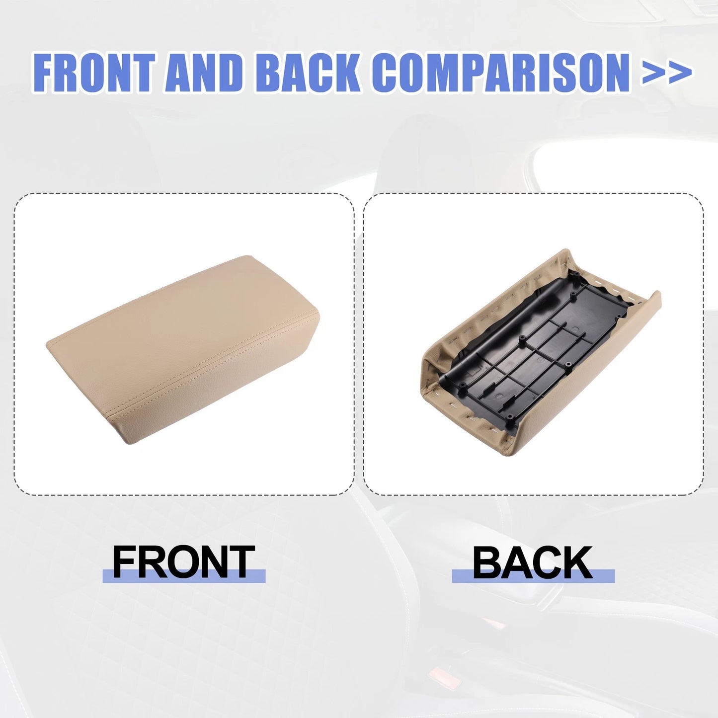 Center Console Lid Armrest Cover for Honda Accord (2003-2007) Beige Faux Leather