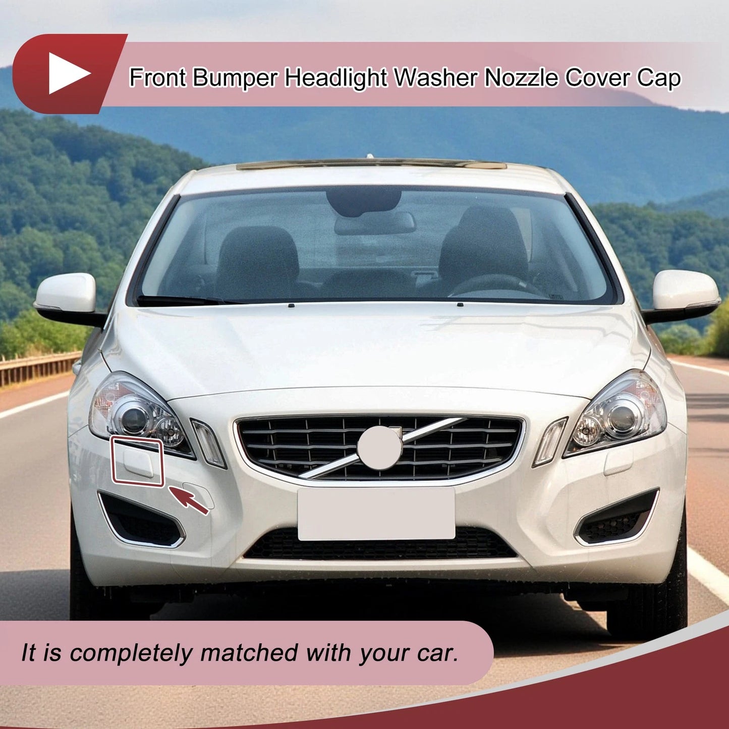 Front Right Bumper Trim Nozzle Cover for Volvo S60 (2011-2013) Black