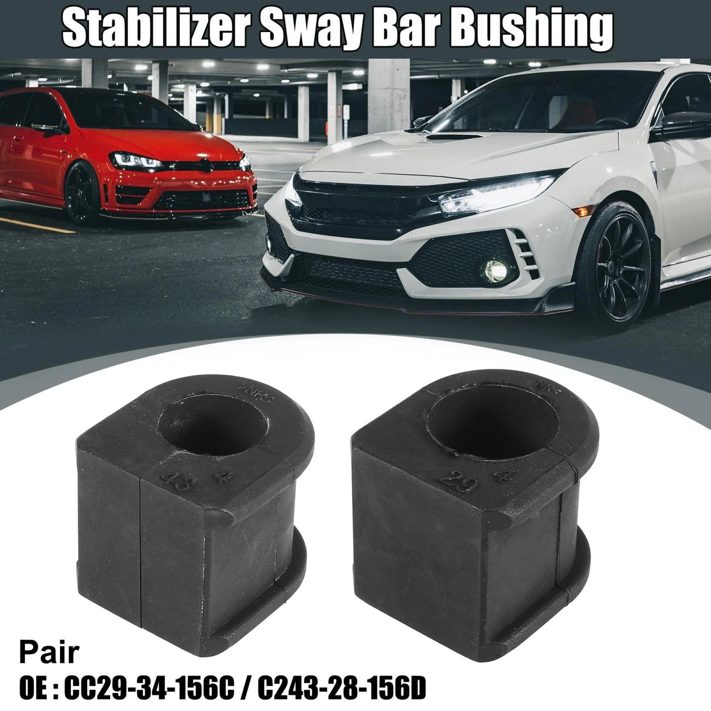 Front Rear Stabilizer Sway Bar Bushings for Mazda (CC29-34-156C, C243-28-156D)
