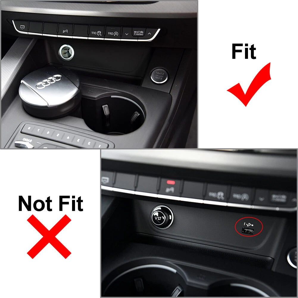 Carbon Fiber Black Console Cigarette Lighter Trim Cover for Audi A4 A5 (2016-2023)