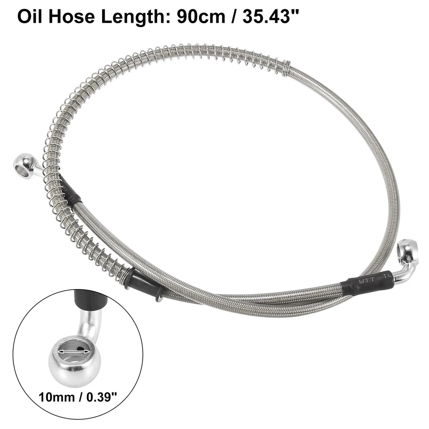 90cm 35.43in Brake Clutch Oil Hose Line Pipe Hydraulic Silver Tone for Bike