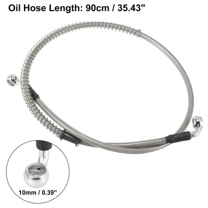 90cm 35.43in Brake Clutch Oil Hose Line Pipe Hydraulic Silver Tone for Bike