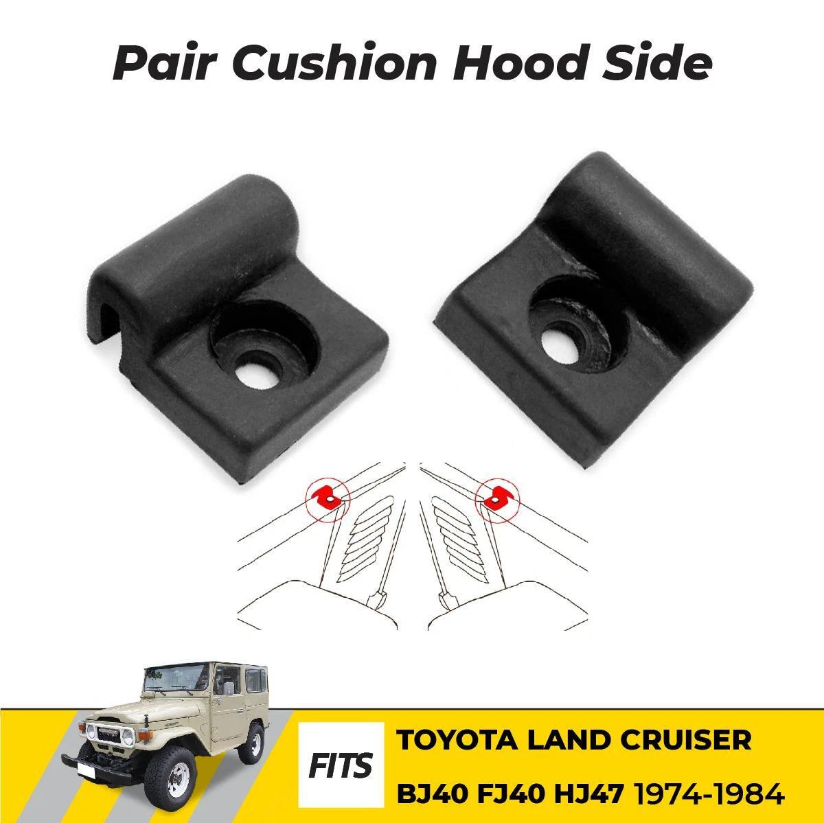 Bonnet Hood Cushion Rubber Pair Fits Toyota Land Cruiser FJ40 FJ45 1975-84 D06