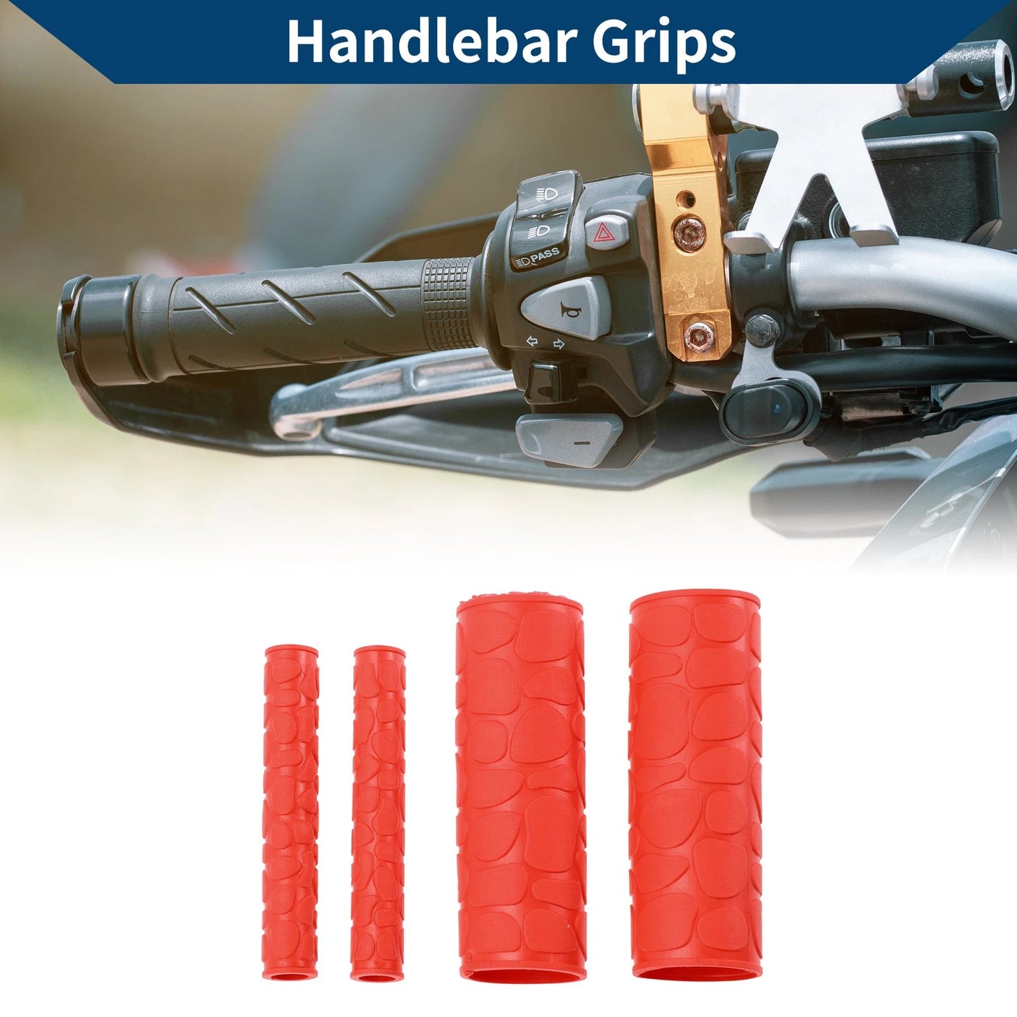1 1/8” / 29mm Hand Grips Covers Kit Rubber Red for Motorcycle