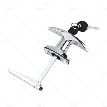 Chrome Rear Fixing T Handle Lock w/ Key for Trailer Caravan Toolbox
