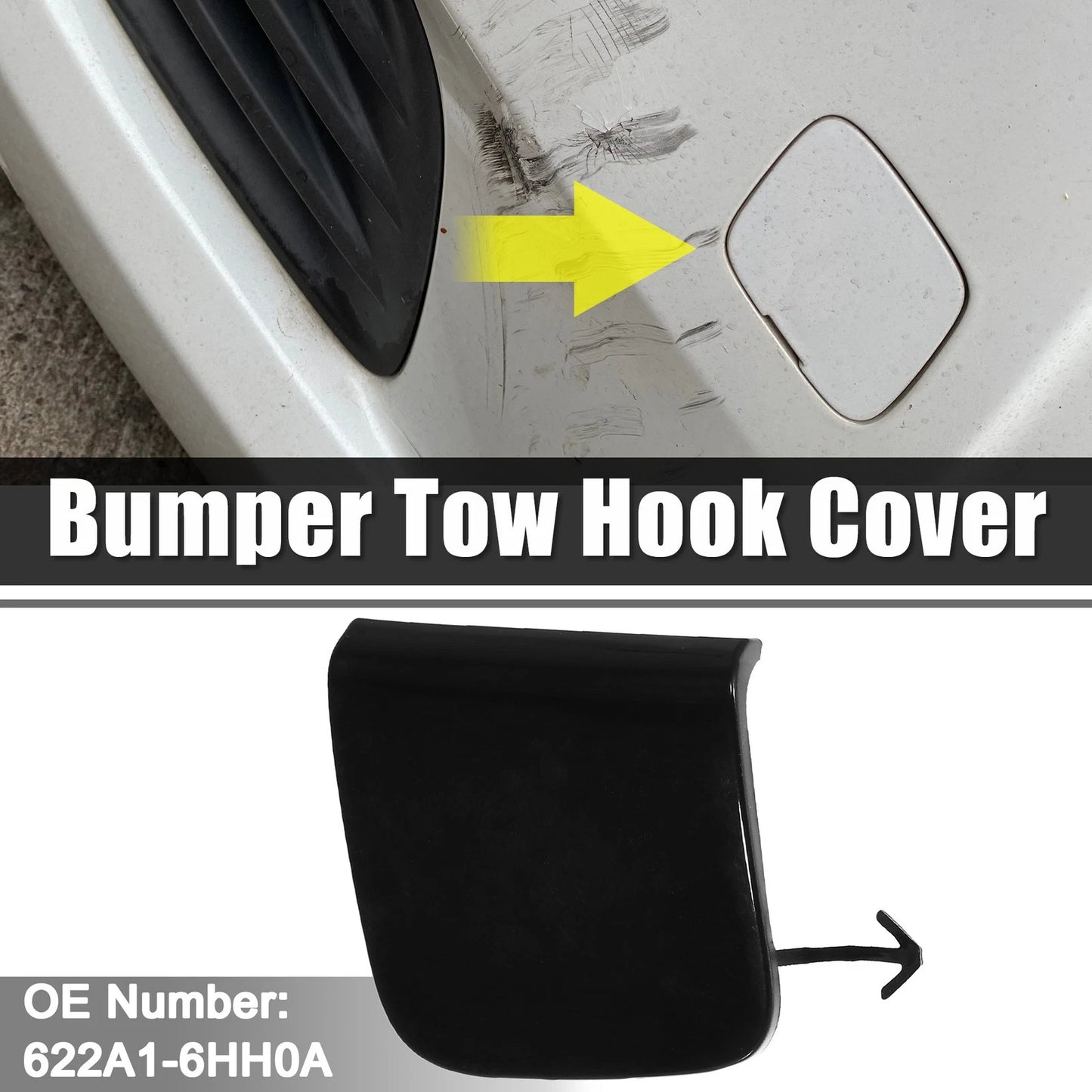 Front Right Bumper Tow Eye Hook Cover Cap for Infiniti Q50 Black