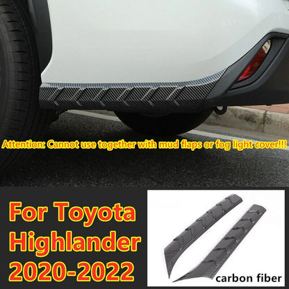 2 x Carbon Fiber Bumper Protector Cover Trim for Toyota Highlander (2020–2022)