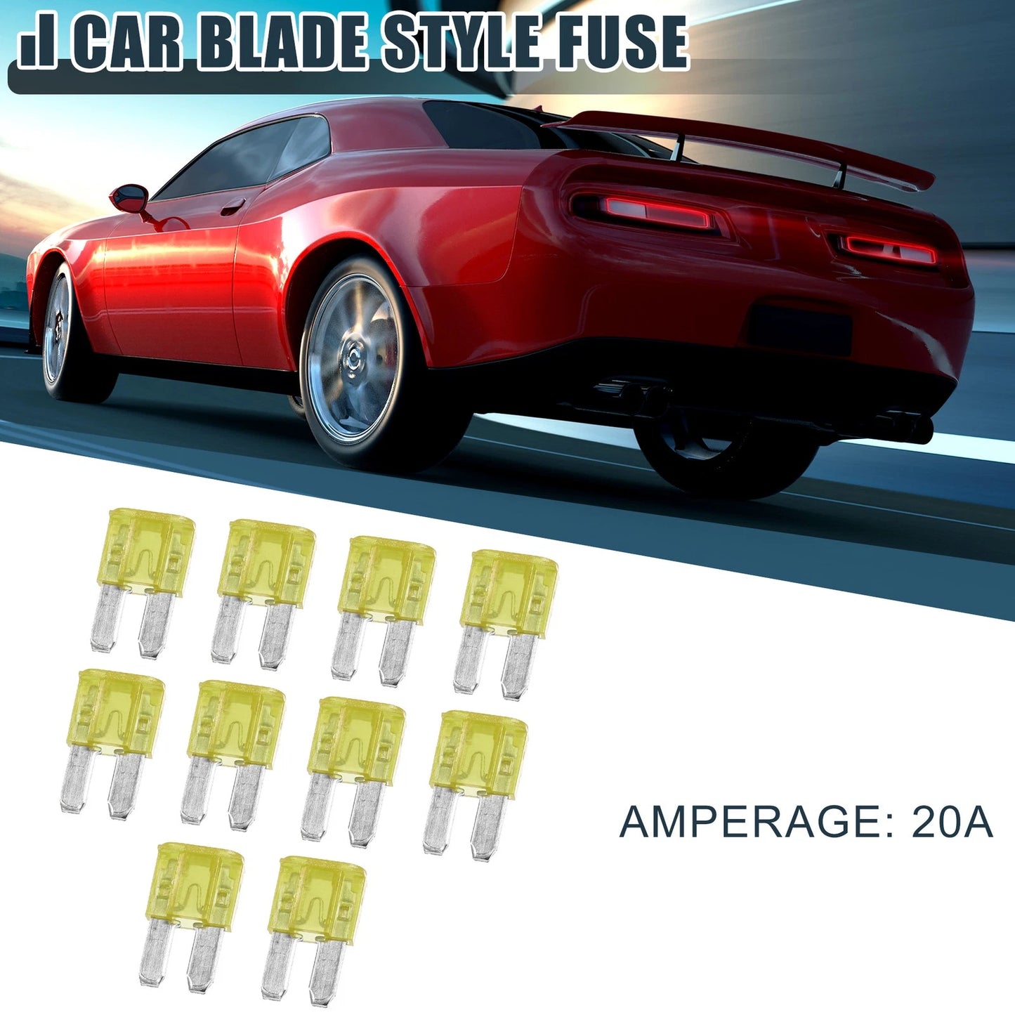 Fuses / 10pcs 20A / Car Mini Blade Fuses for Boat Truck RV SUV Motorcycle