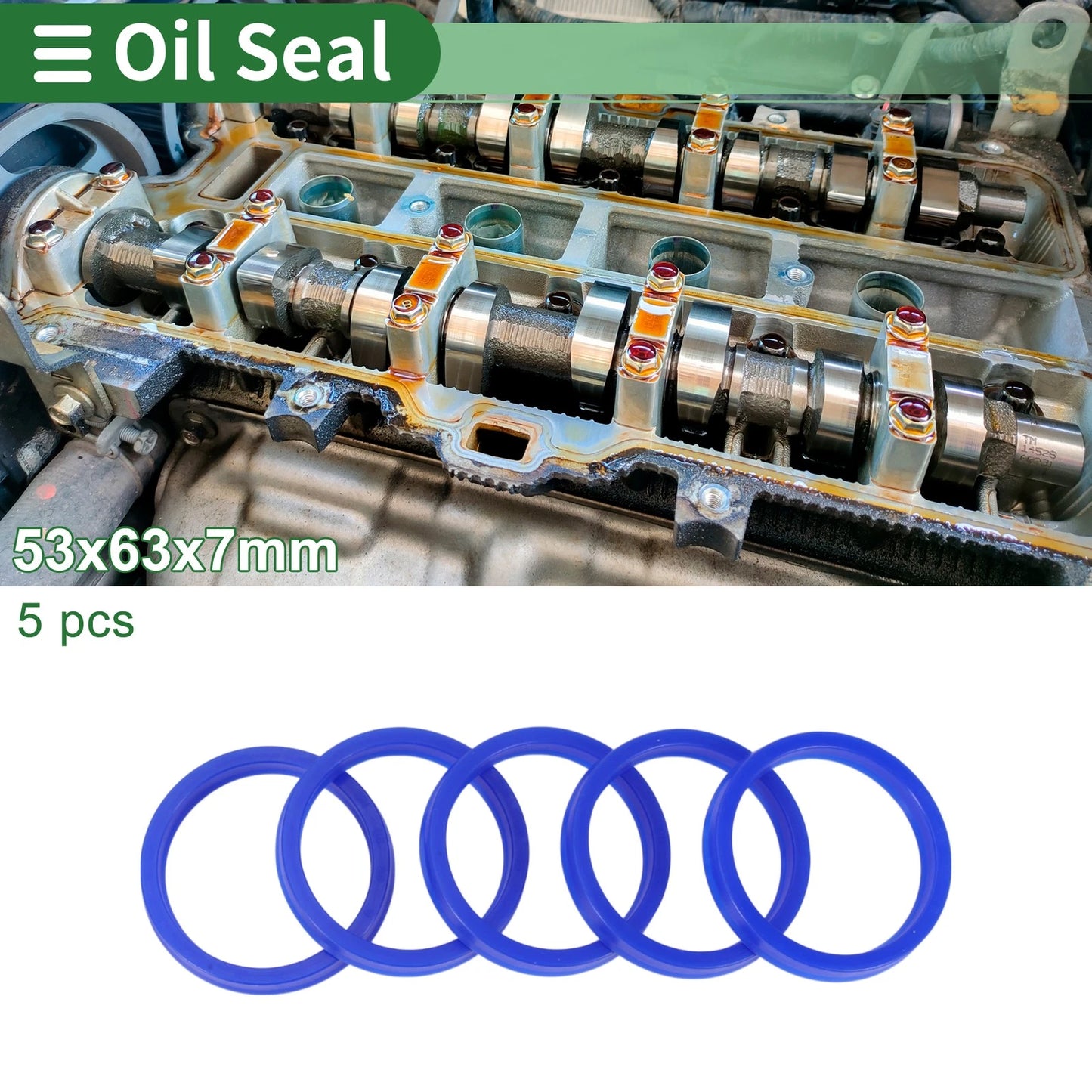 Oil Seal 55x65x9mm Rotary Shaft Seal TPU Blue 5 Pcs for Make Model