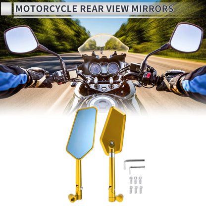 M8/M10 Rear View Mirrors for Motorcycle Gold Tone Aluminum Alloy