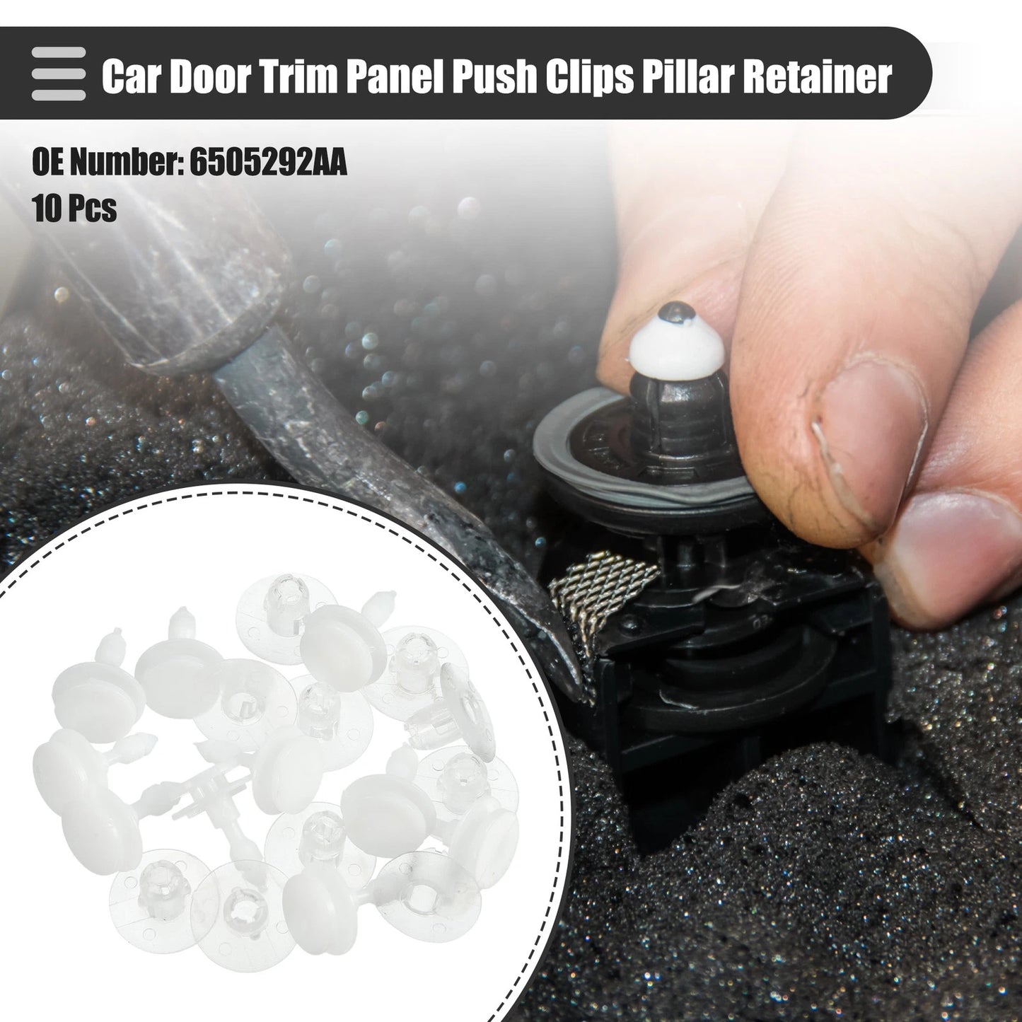 10 x Car Door Trim Panel Push Clips for Dodge (No. 6505292AA)