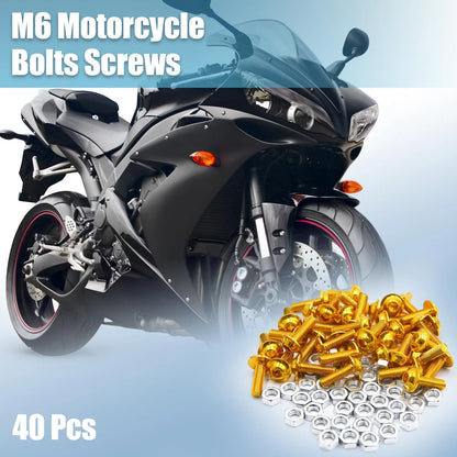 40pcs M6 Hex Socket Head Bolts Screws Nuts for Motorcycles
