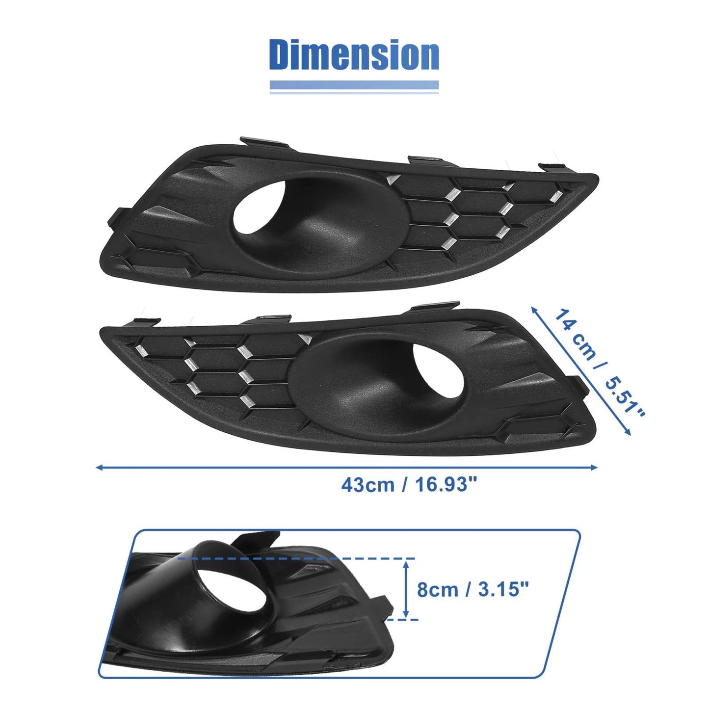 D2BZ15266CB Fog Light Grille Cover Trim for Ford Fiesta (2014-2016)