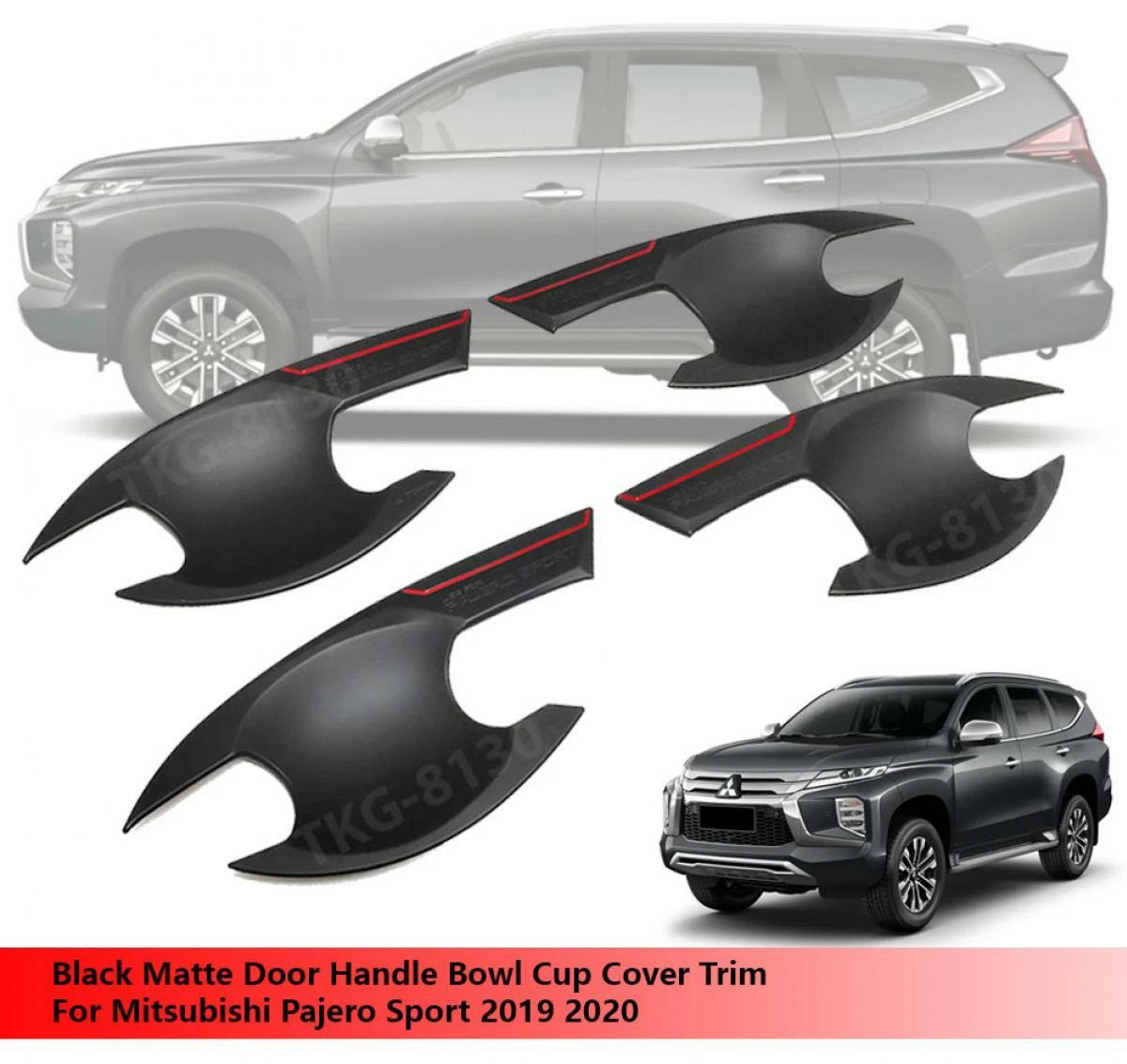 Black Door Handle Bowl Cover for Mitsubishi Pajero Sport (2019-2020)