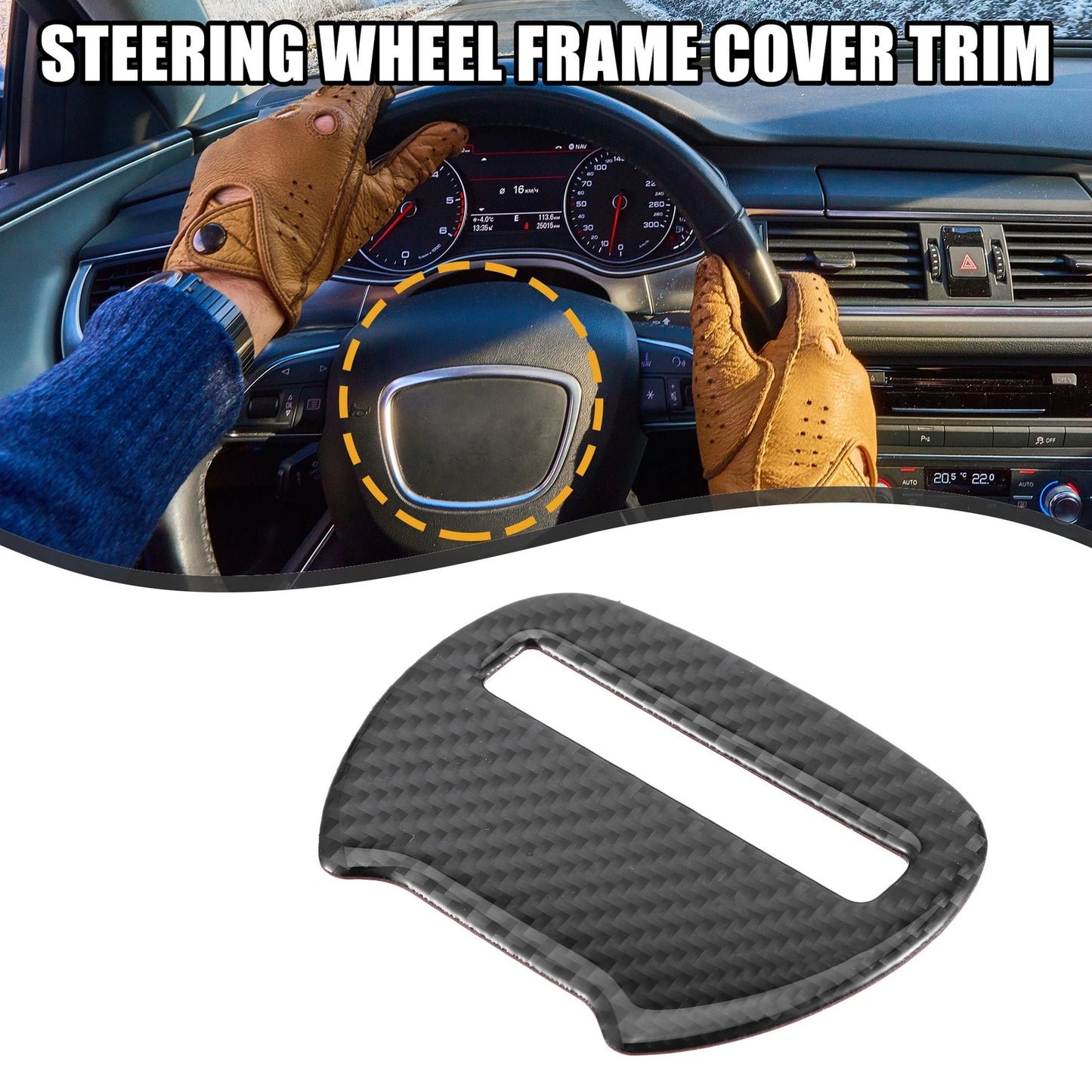 Steering Wheel Cover Trim for Dodge Challenger Carbon Fiber Pattern Black