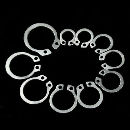 100pcs 304 SS External Circlip Ring Assortment 8-18mm for Universal