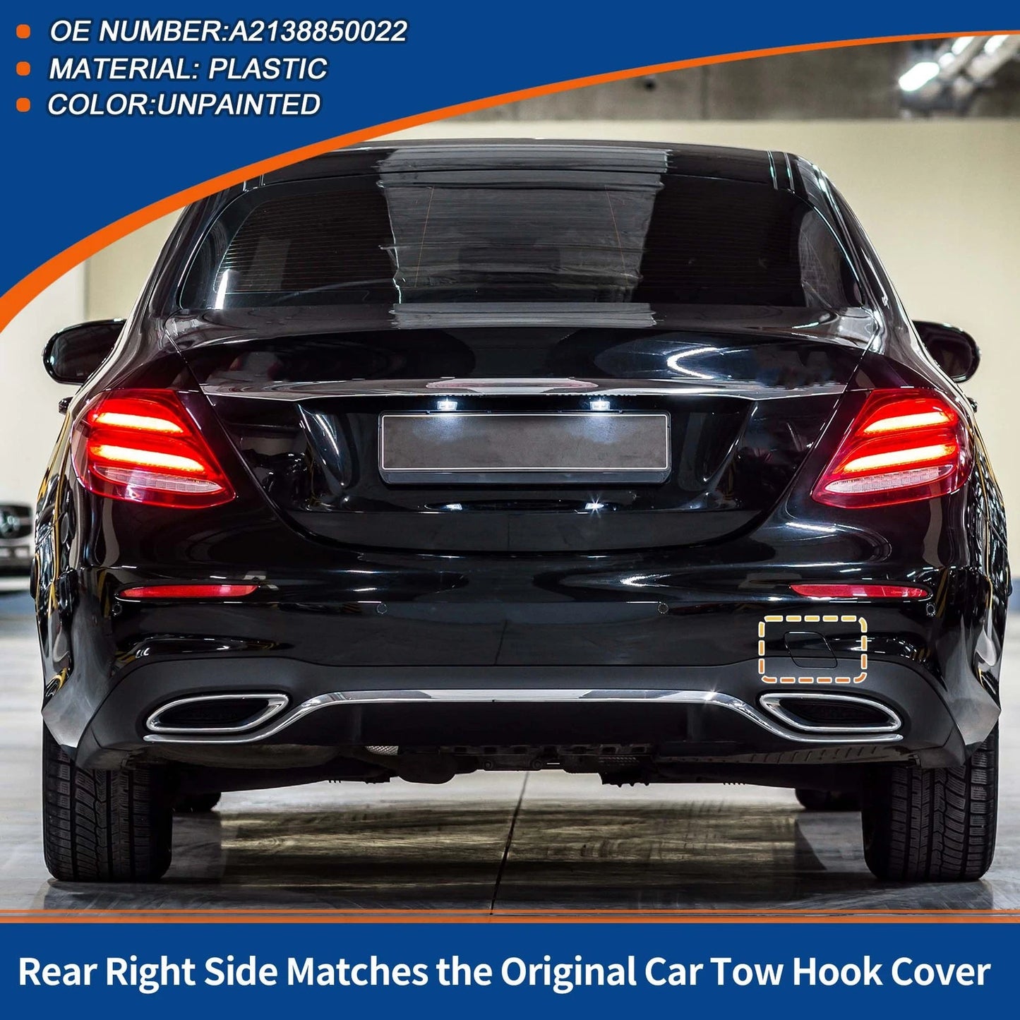 Rear Tow Hook Cover for Mercedes-Benz E-Class W213 (2017-2023) Unpainted