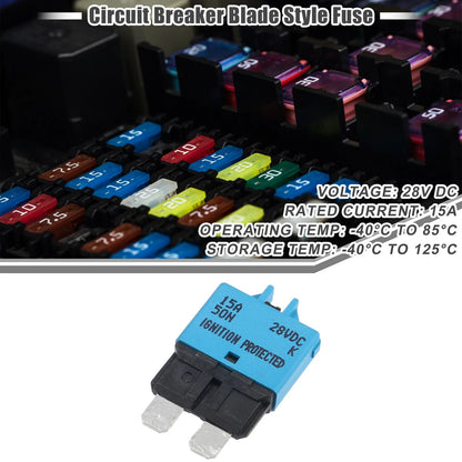 Circuit Breaker / 15A 28V / Blade Style Fuse Resettable for Car Marine