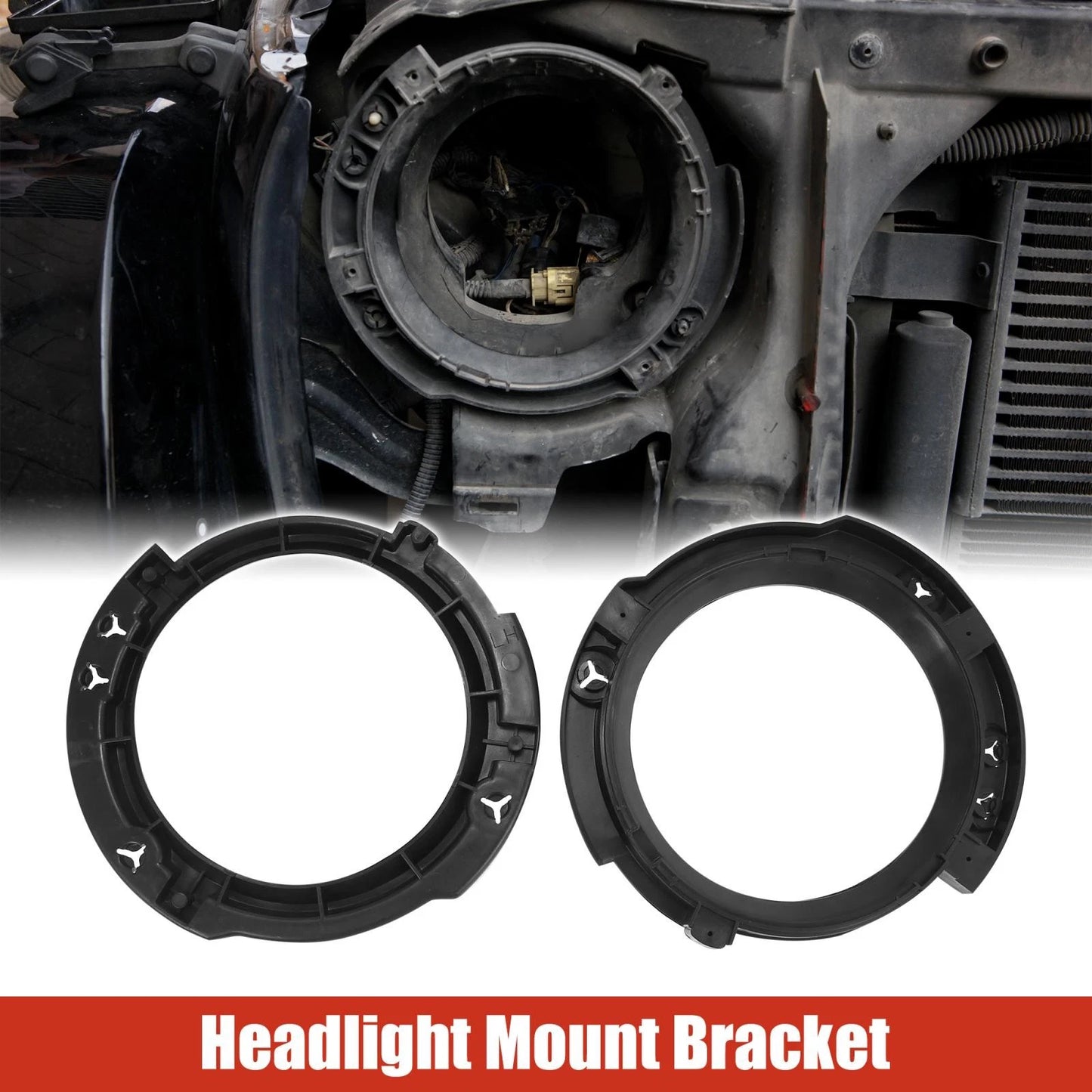 7" Headlight Mounting Bracket for Jeep Wrangler JK (2007-2017) Black