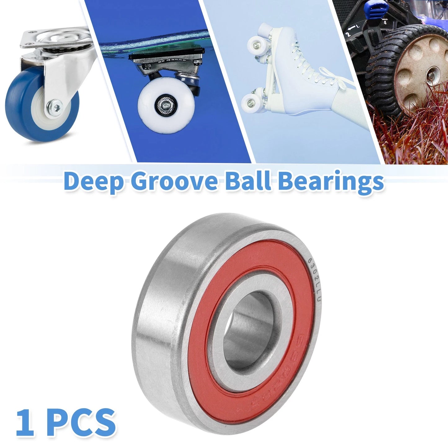 6302LLU / 15x42x13mm / Deep Groove Ball Bearings for Scooter Skateboard