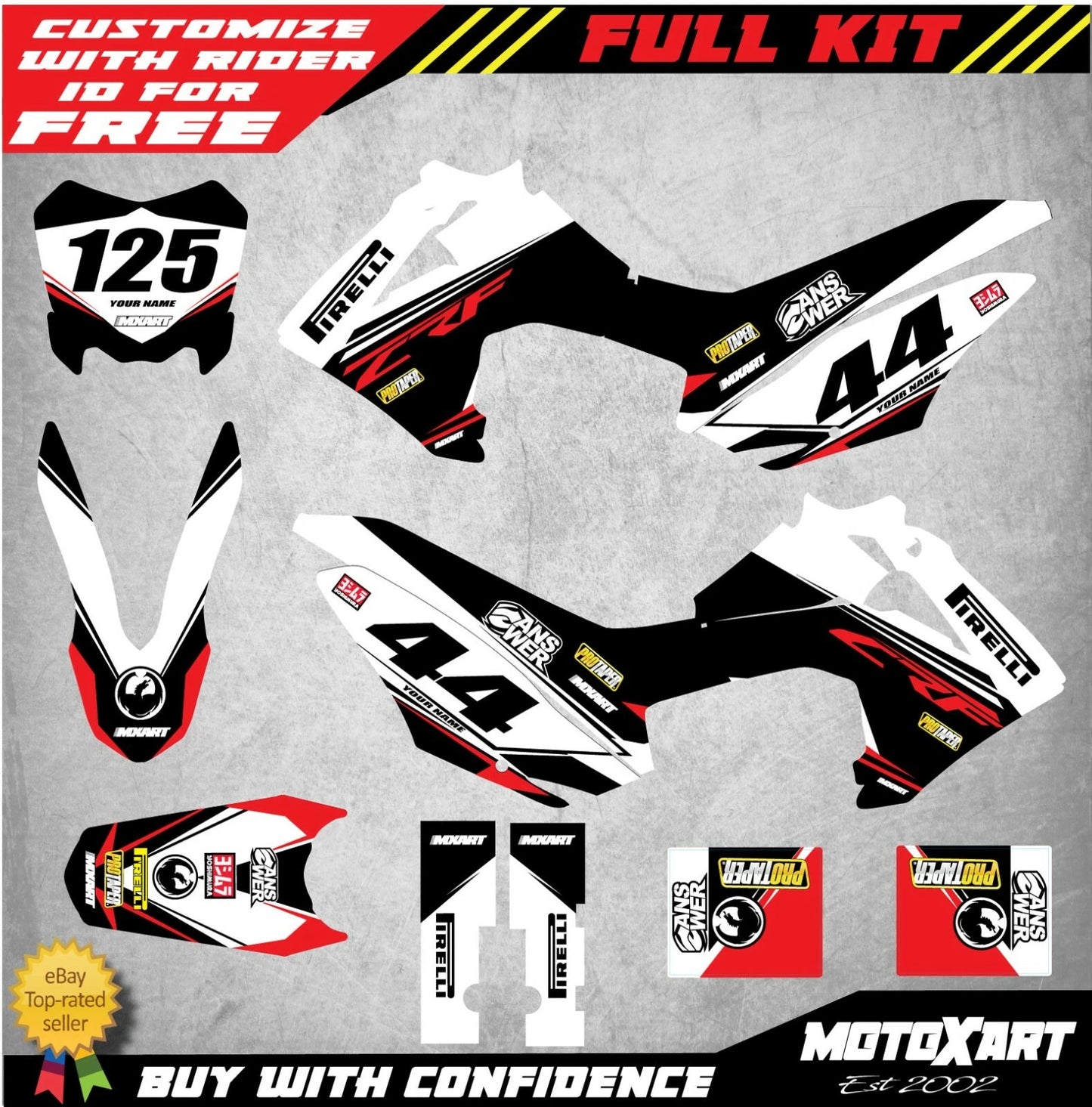 Honda CRF 125 Graphics Kit EURO RED STYLE Decals (2013-2018)