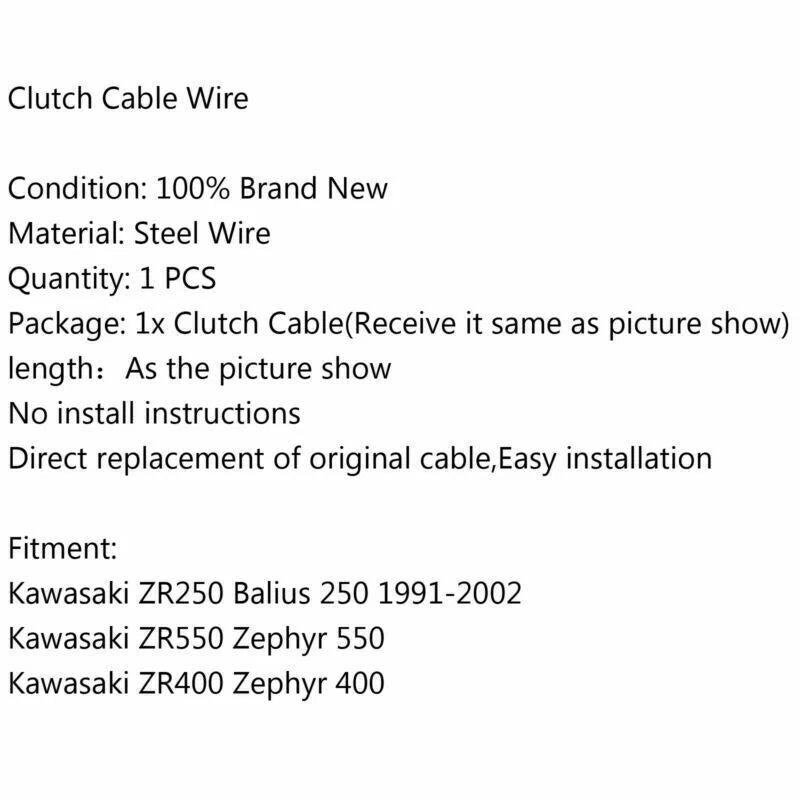 Clutch Cable for Kawasaki ZR250 Balius, ZR550 Zephyr, ZR400 F2 (1990-1999)
