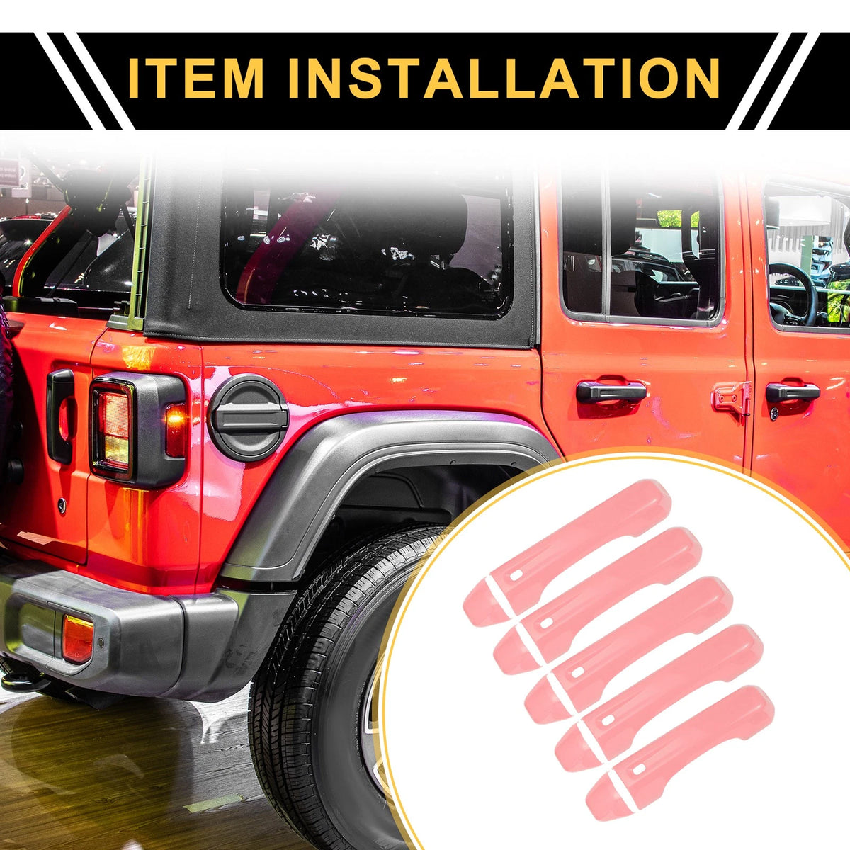 Set of 2 Door Tailgate Handle Covers for Jeep Wrangler JL JLU (2018-2022) Pink