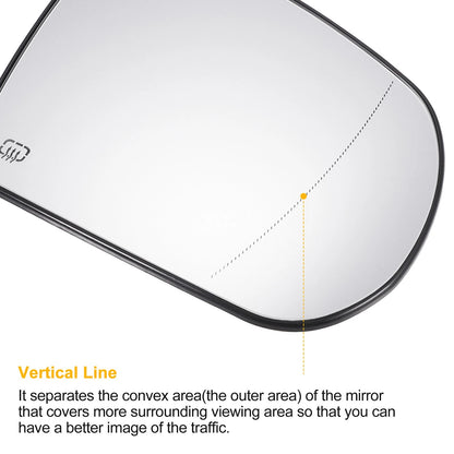 Right Side Heated White Mirror Glass for Jeep Cherokee, Compass (2011-2023)