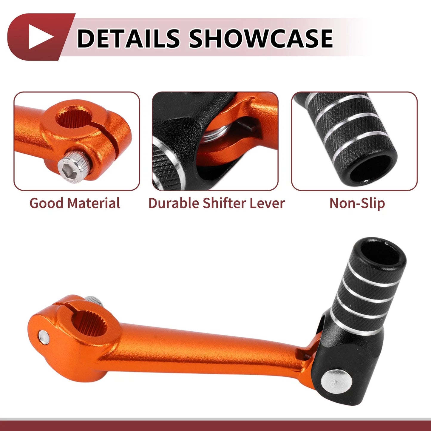 Folding Gear Shifter Lever for Bosuer M5 Orange Black Silver Tone