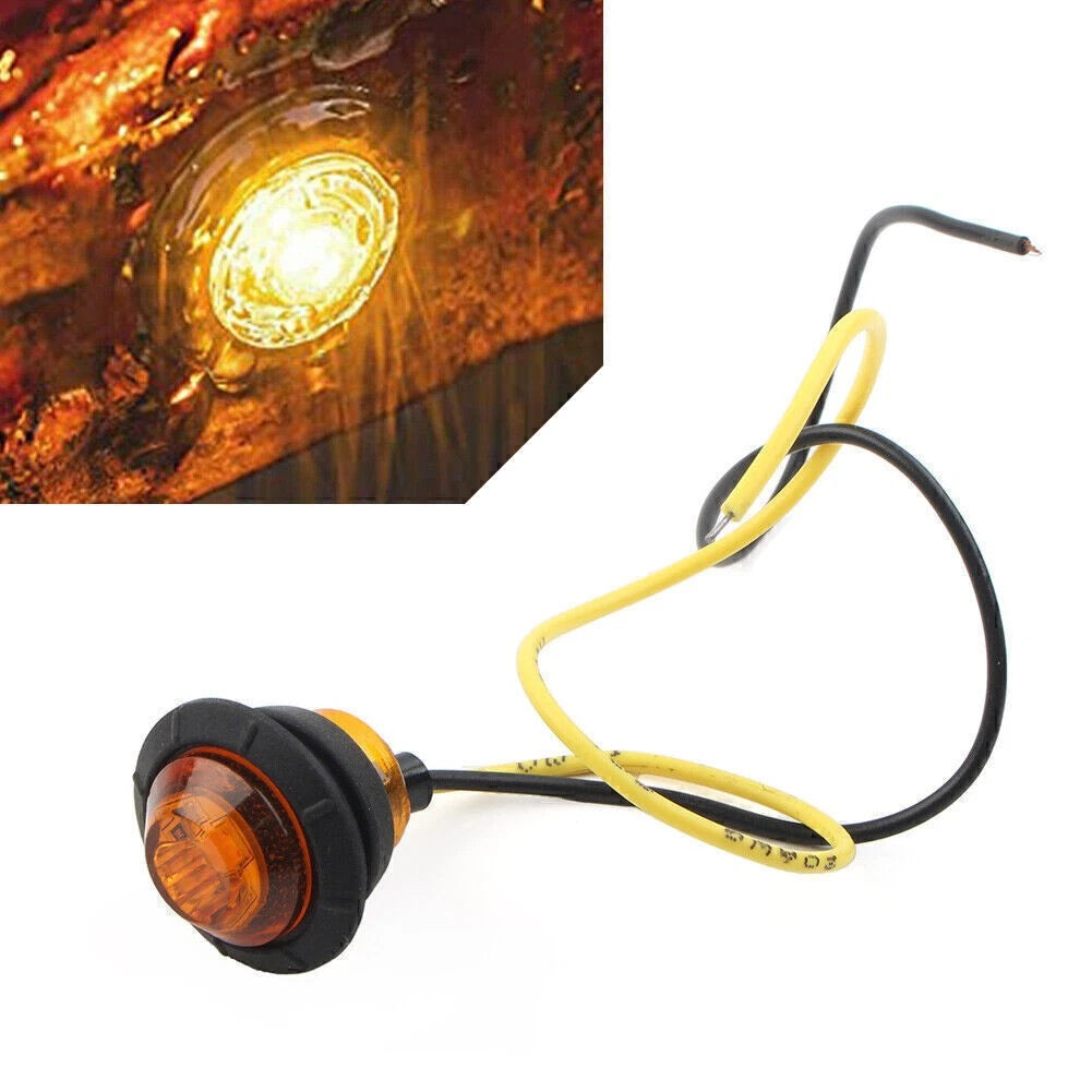 Round LED Light Front Rear Side Marker Lamp for Car Truck SUV Bus Van