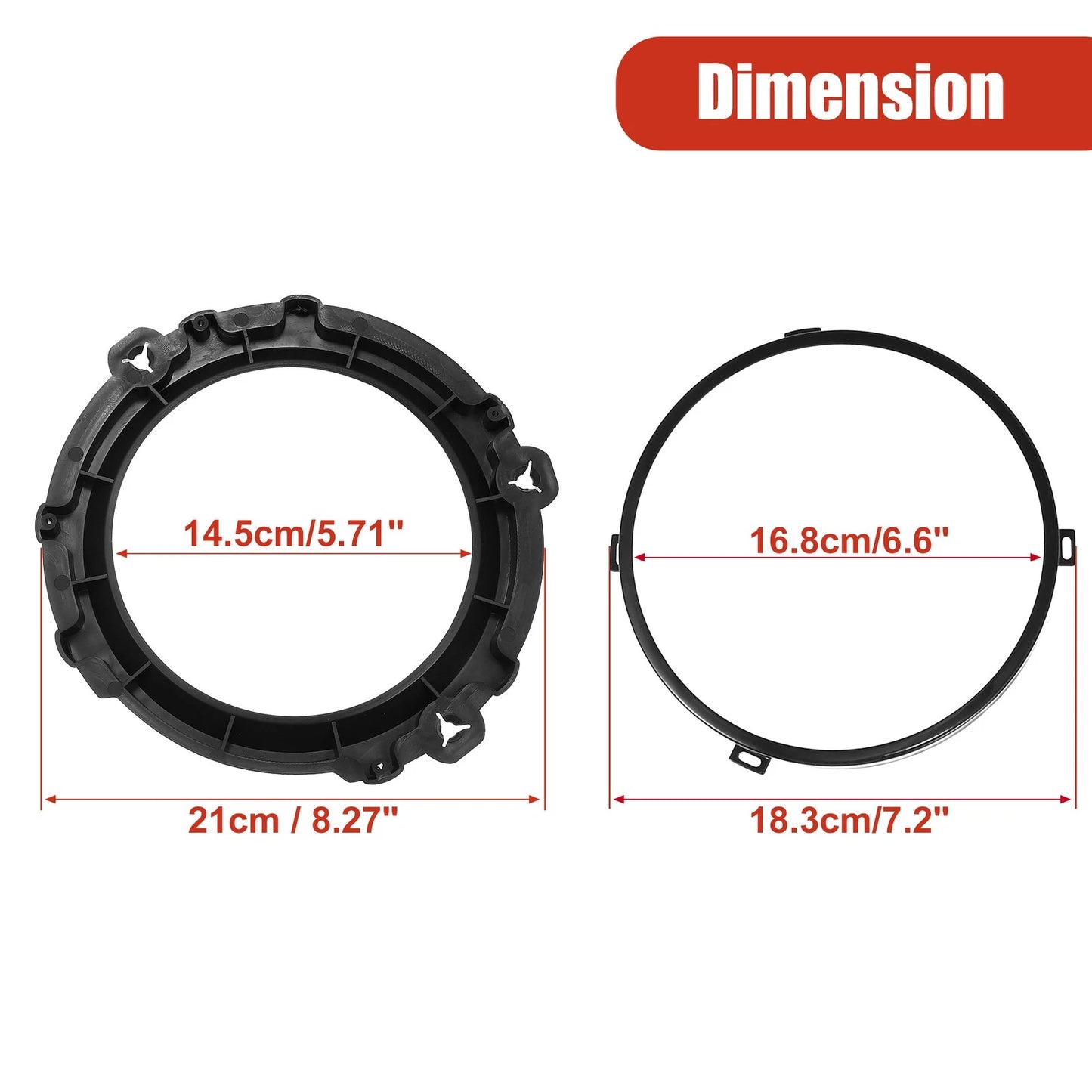 7 Inch Round Retaining Bracket Ring Set for Jeep TJ (1997-2006)