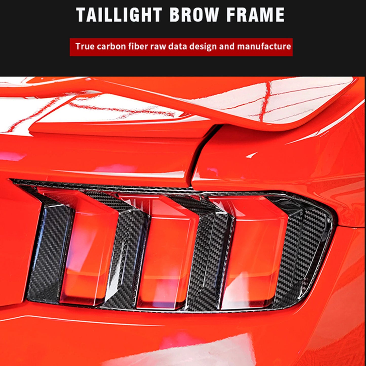 Dry Carbon Fiber Tail Light Frame Cover for Ford Mustang (2024-2026)