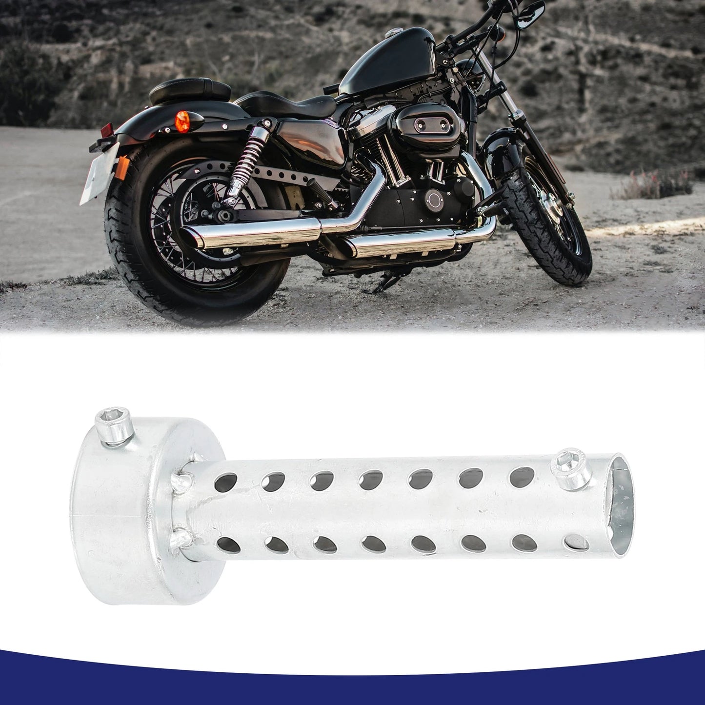 48mm Motorcycle Exhaust Pipe Baffle Muffler Silver Tone for Universal