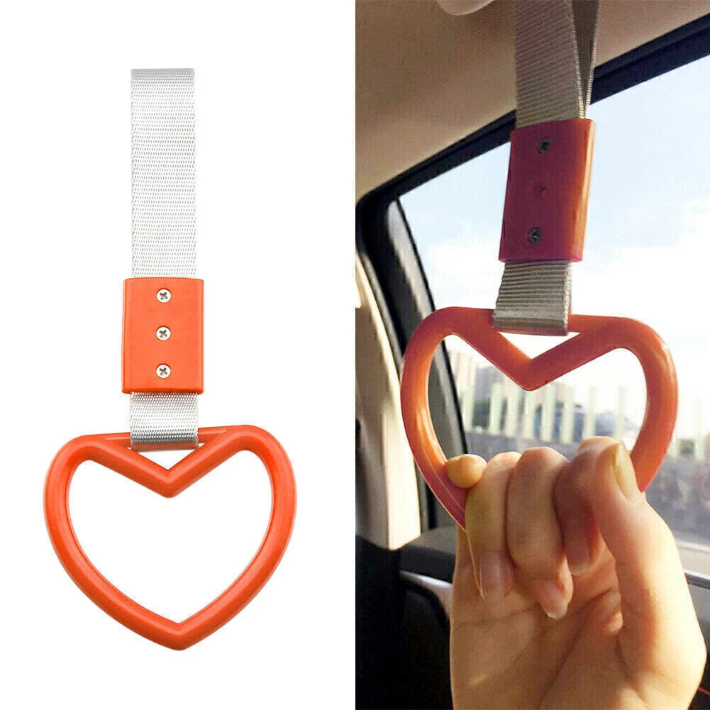 JDM Tsurikawa Heart Ring Handle Strap for Train Bus - Orange