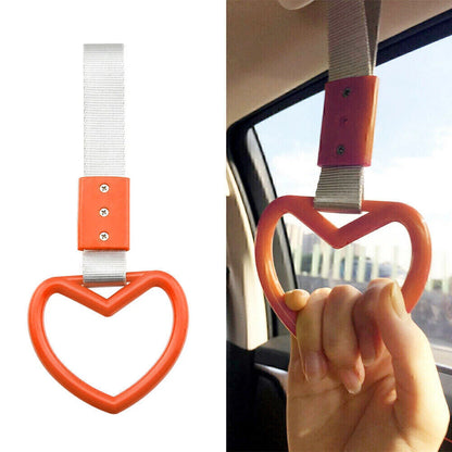 JDM Tsurikawa Heart Ring Handle Strap for Train Bus - Orange