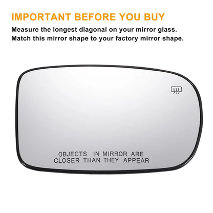 Right Side White Mirror Glass w/ Back Heated for Chrysler Dodge Charger