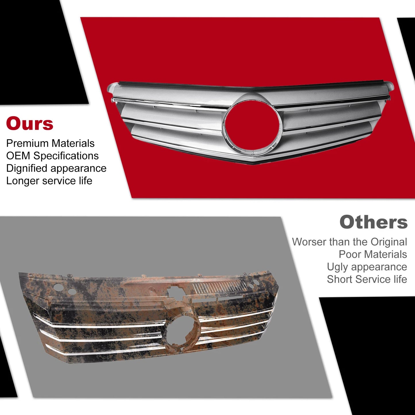 Front Chrome Radiator Grille for Mercedes C-Class S204 W204 (2007-2015)