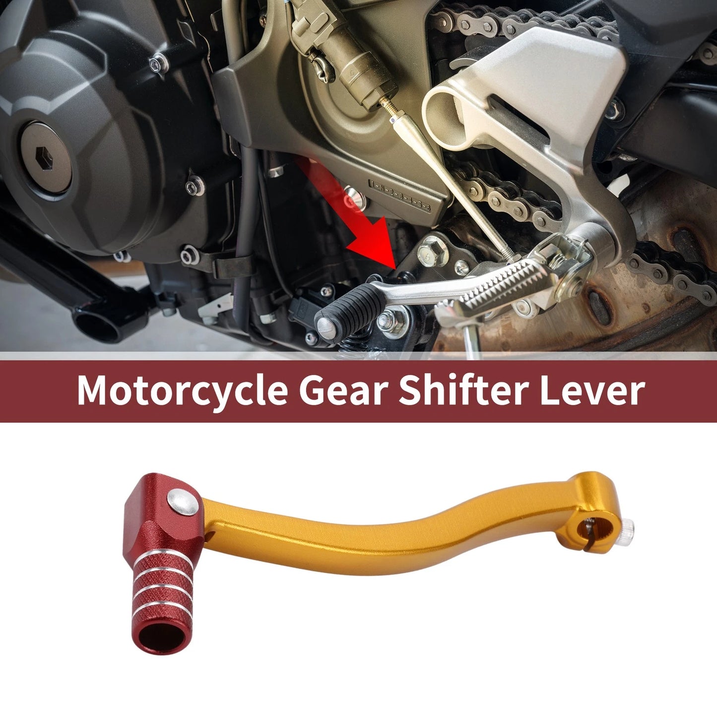Folding Gear Shifter Lever for Kayo T6 Gold Tone Red