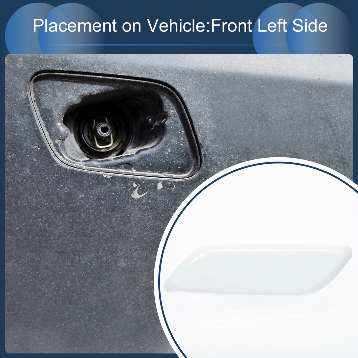 Front Left Washer Nozzle Cover for Honda Accord VIII 2011-2013 White 1 Pcs