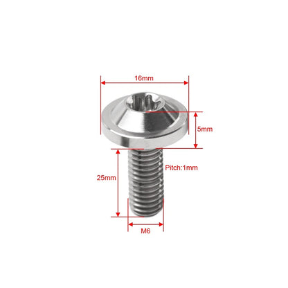 6 x Titanium Alloy M6x25mm Torx Head Bolts for Bike Motor