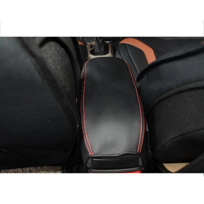Black Leather Center Console Armrest Cover for Jeep Renegade (2015-2023)
